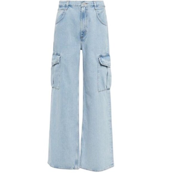 Agolde Denim - AGOLDE Minka Wide Leg Cargo Pocket Denim Jeans Light Blue High Rise 30 x 31